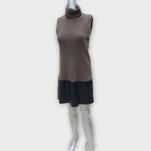 Bailey 44 American in Paris Brown Knit Leather Dress - Picture 2 of 15